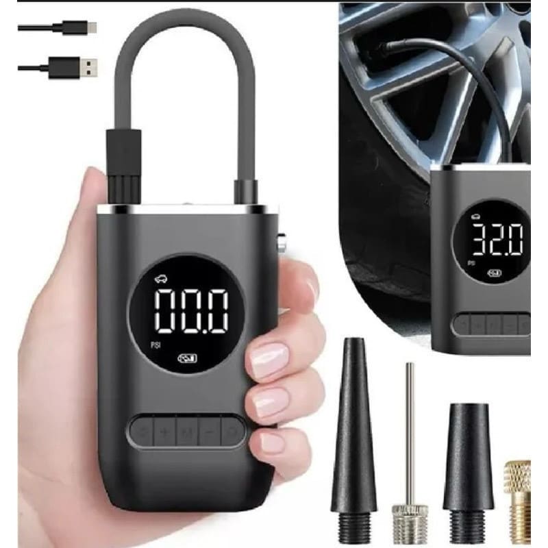 Mini Compressor De Ar Portátil Recarregável Digital USB Calibrador De Pneus Carro Moto Bicicleta Infláveis Automático