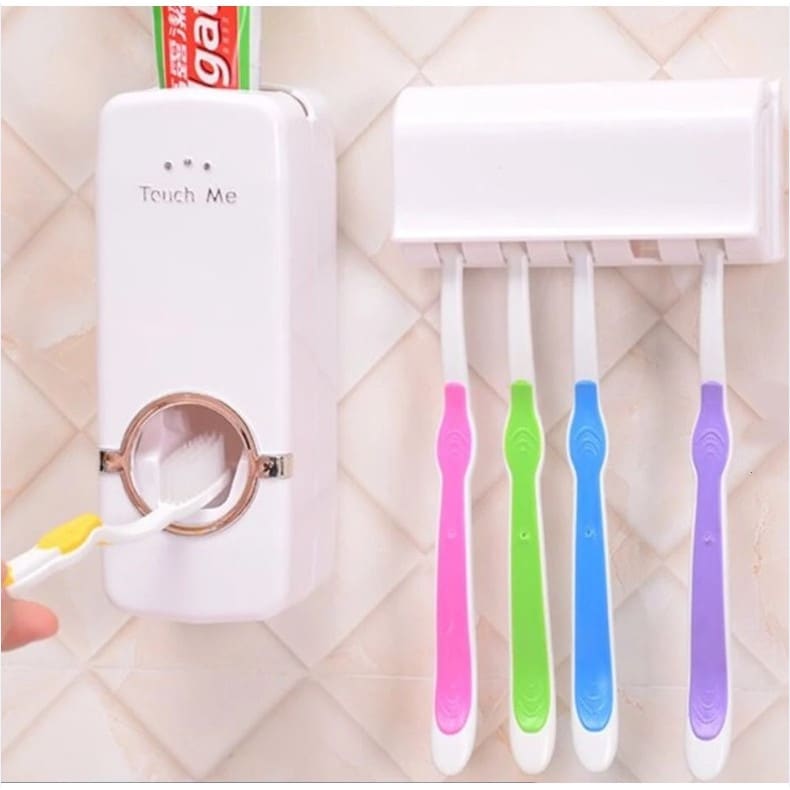 Porta Escova de Dentes UV com Dispenser de Pasta Dental Suporte Banheiro Sem Furar
