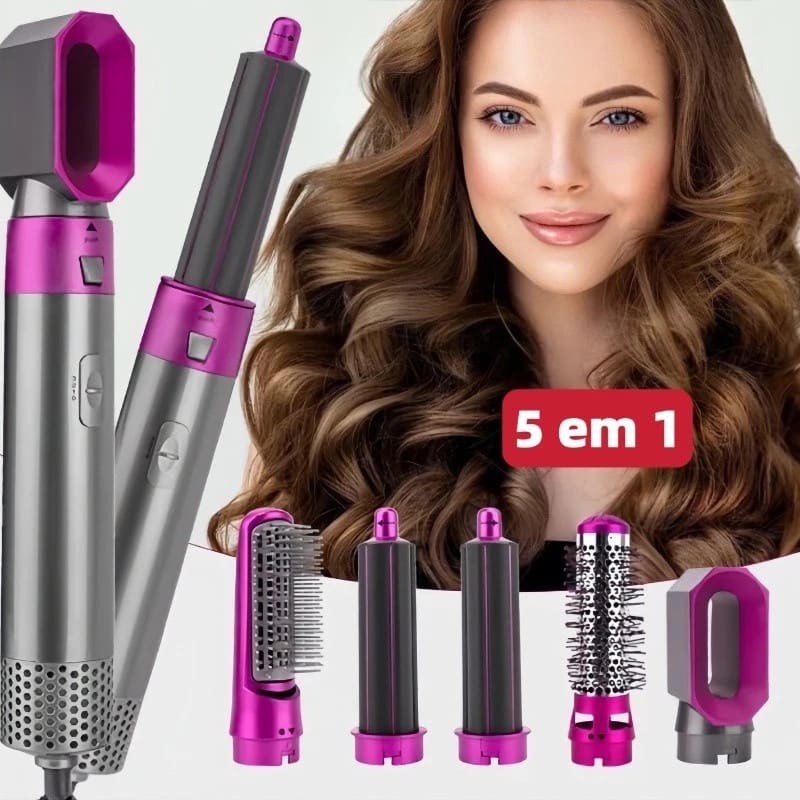 Escova 5 em 1 Secador, Pente, Modelador, Aumenta volume Profissional 110V