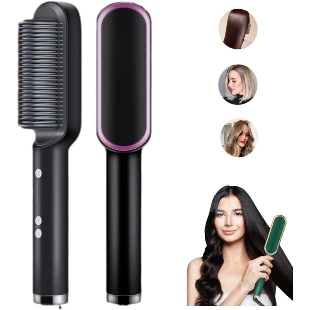 Escova Alisadora Bivolt 5 em 1 Alisa, Hidrata, Modela, Alinha Anti-Frizz