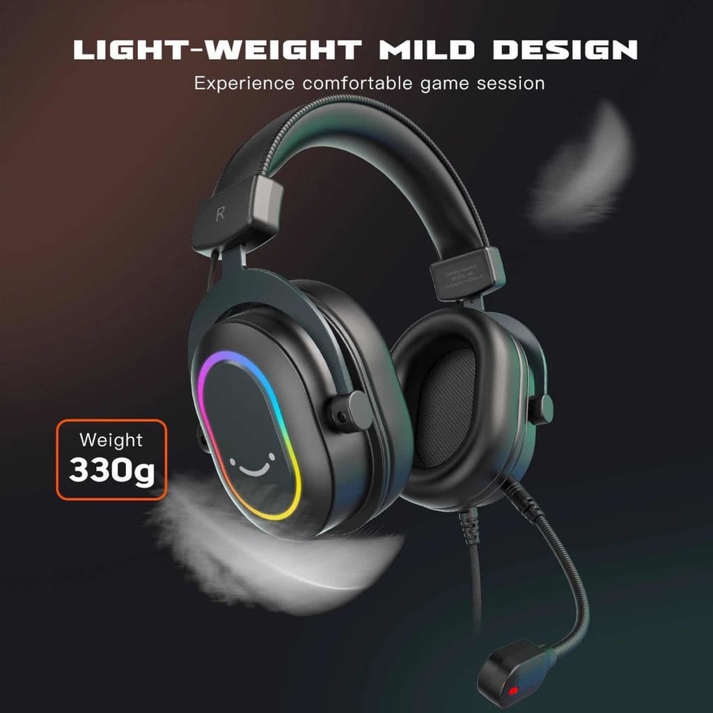 Fone De Ouvido Headset Gamer Fifine Ampligame Sound 7.1 Usb Led Microfone Removível H6 Preto