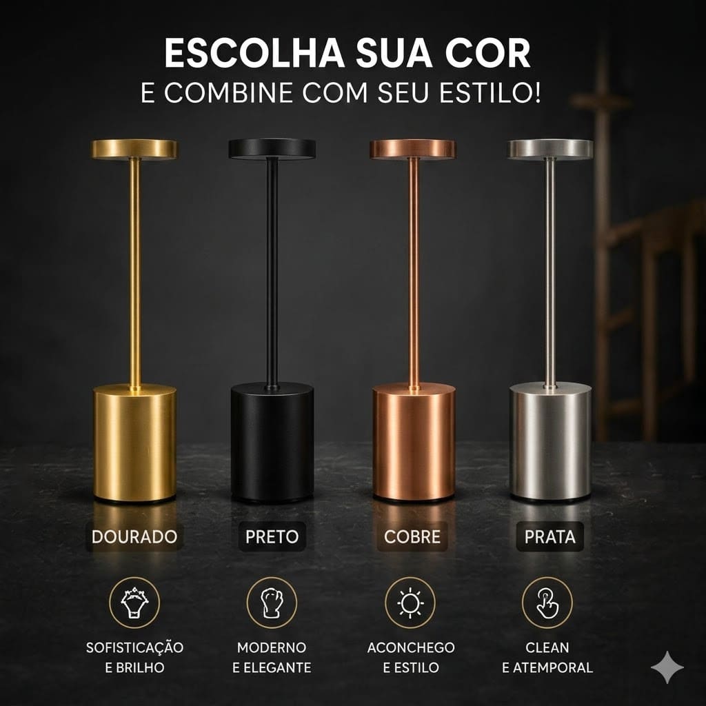 Luminária De Mesa LED Abajur Sem Fio Recarregável Luxo 3 Cores Touch Para Quarto Cabeceira Escrivaninha Estudo