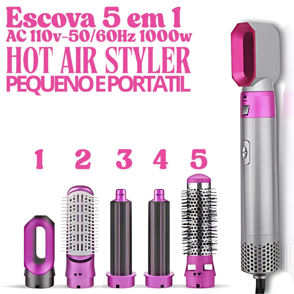 Escova 5 em 1 Secador, Pente, Modelador, Aumenta volume Profissional 110V E 220V