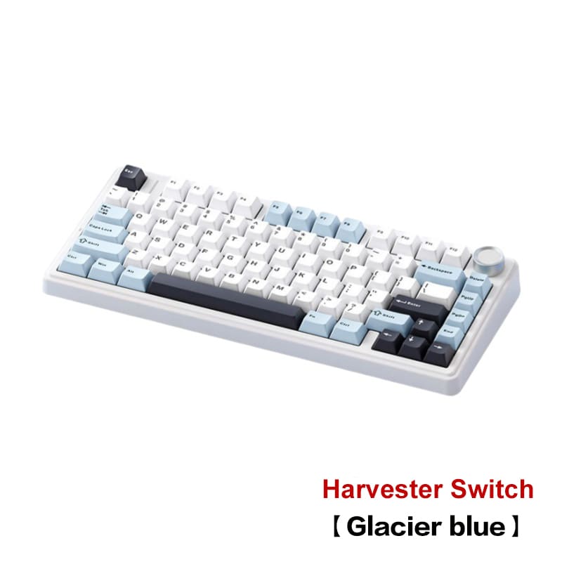 Teclado Mecânico Aula F75 Layout 75% RGB Hot Swappable LEOBOG Cinza Inglês US Azul Marinho