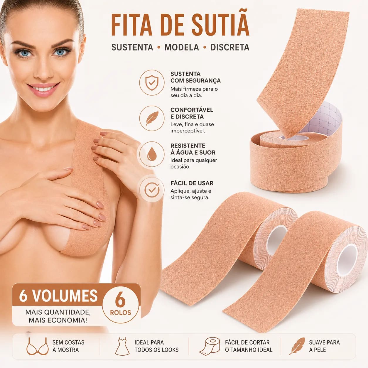 Sutiã Adesivo Fita Boob Up Invisível Fit 3D