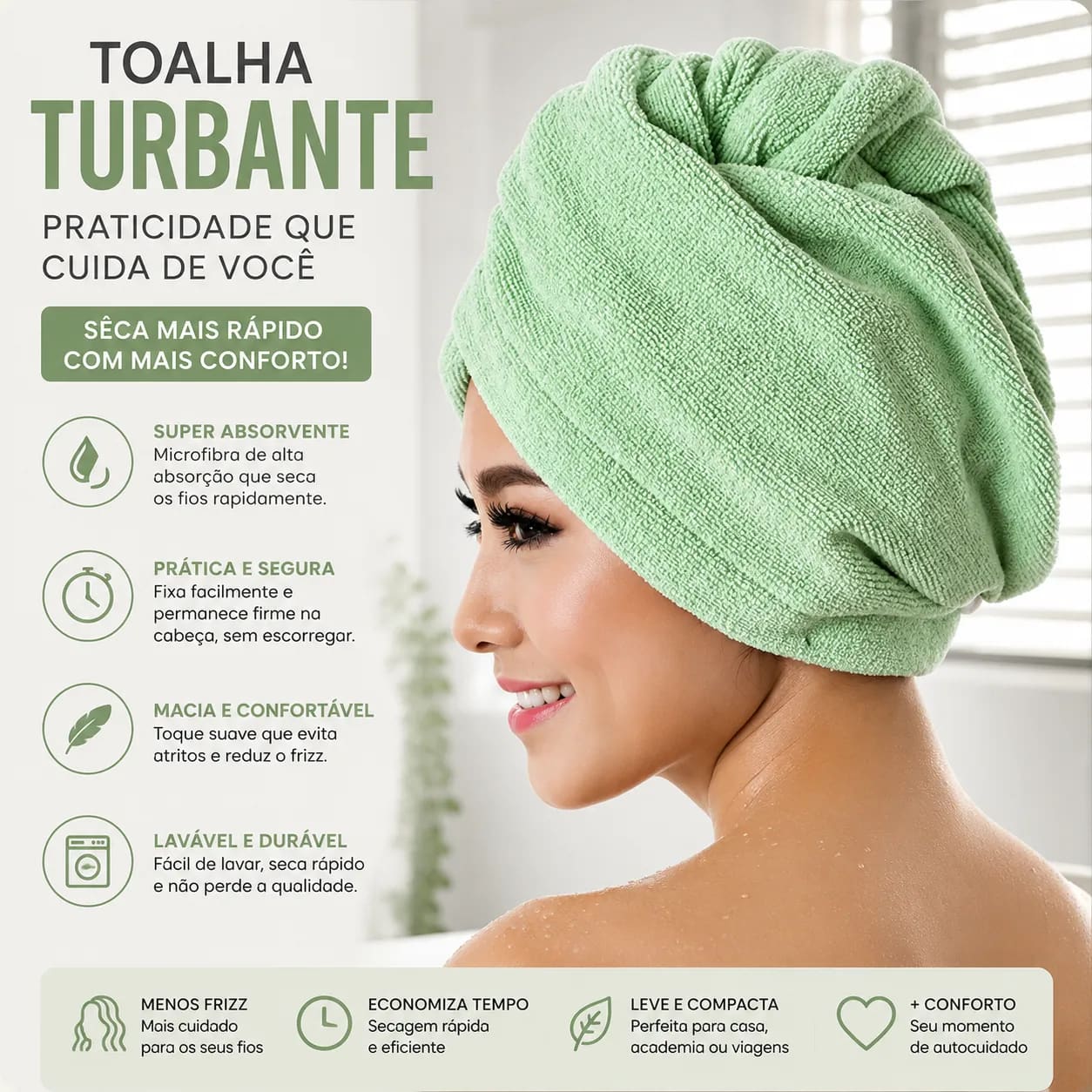Toalha de Microfibra Para Cabelo Clean Hair