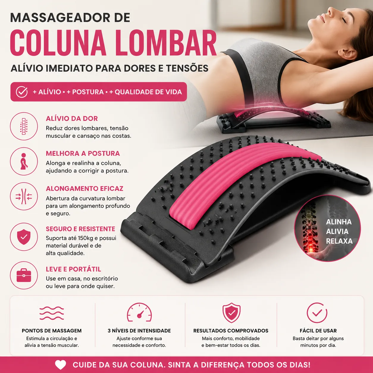 Massageador de coluna lombar
