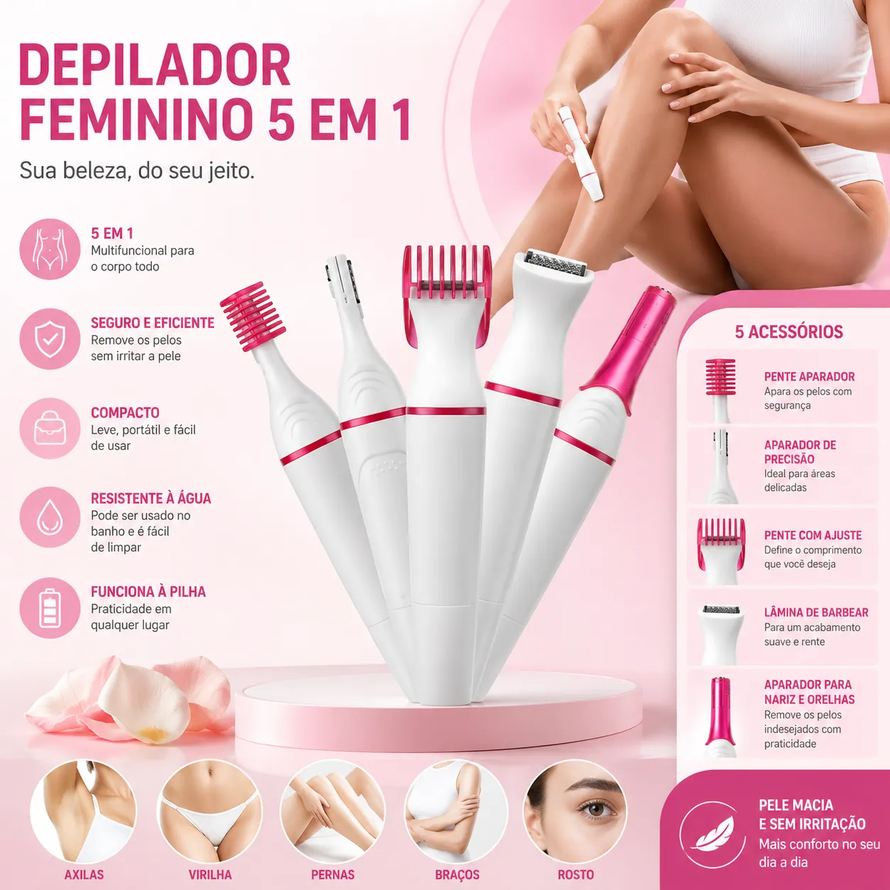 Depilador Feminino 5 em 1