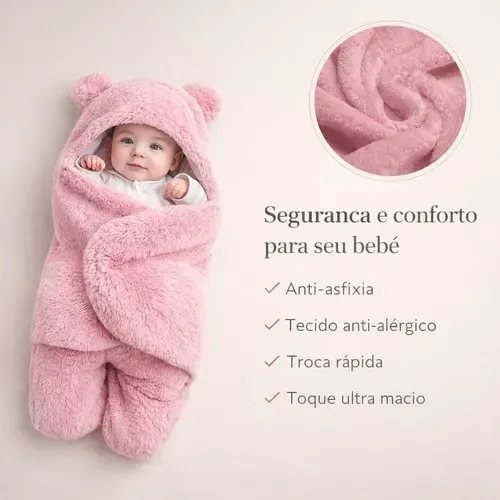 Saco de Dormir Bebe Microfibra Antialergico 64cm Cobertor Menino e Menina