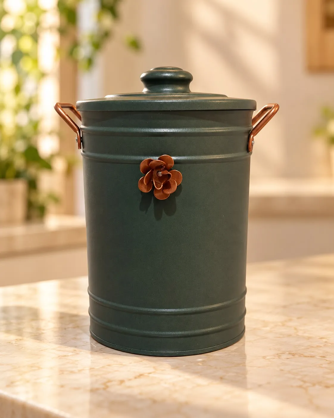 Lixeira Flor de Cobre — Verde Fosco 3 L